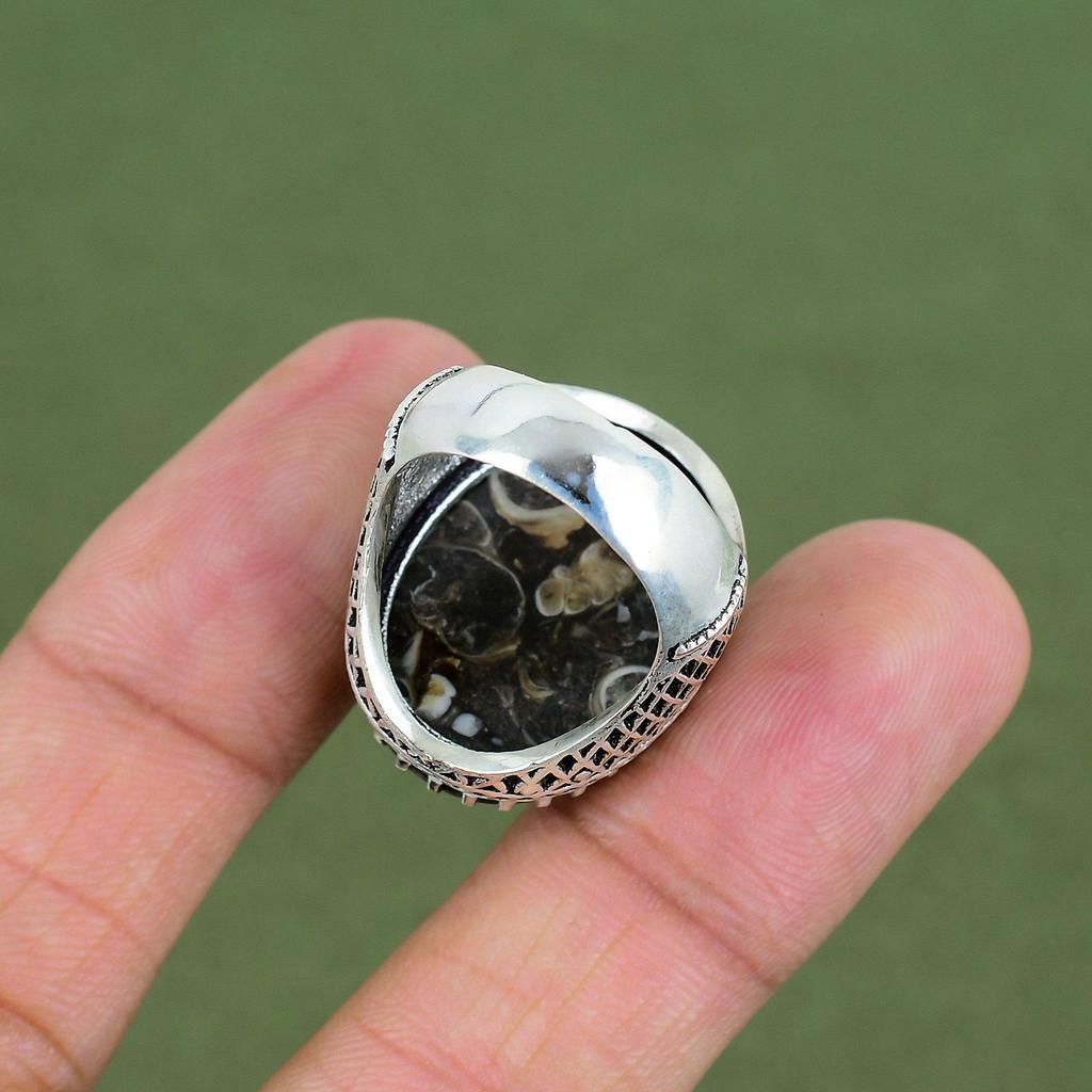 Turritella Agate Ring 925 Sterling Silver Ring Handmade Jewelry Natural Gemstone Ring Silver Jewelry Anniversary Gift Available In Ring Size
