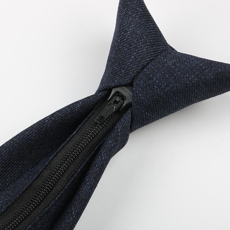 Men'S Tie Easy-Pull Zipper Dress Wedding British Style Blue Gray Knot-Free Hand Tie
