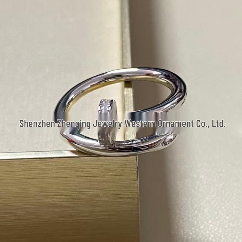 

Kajia Високоякісний Срібний 925 проби CNC Алмазний Цвях-Кільце - Розкішний та Унікальний Дизайн. Size 9 платиновий