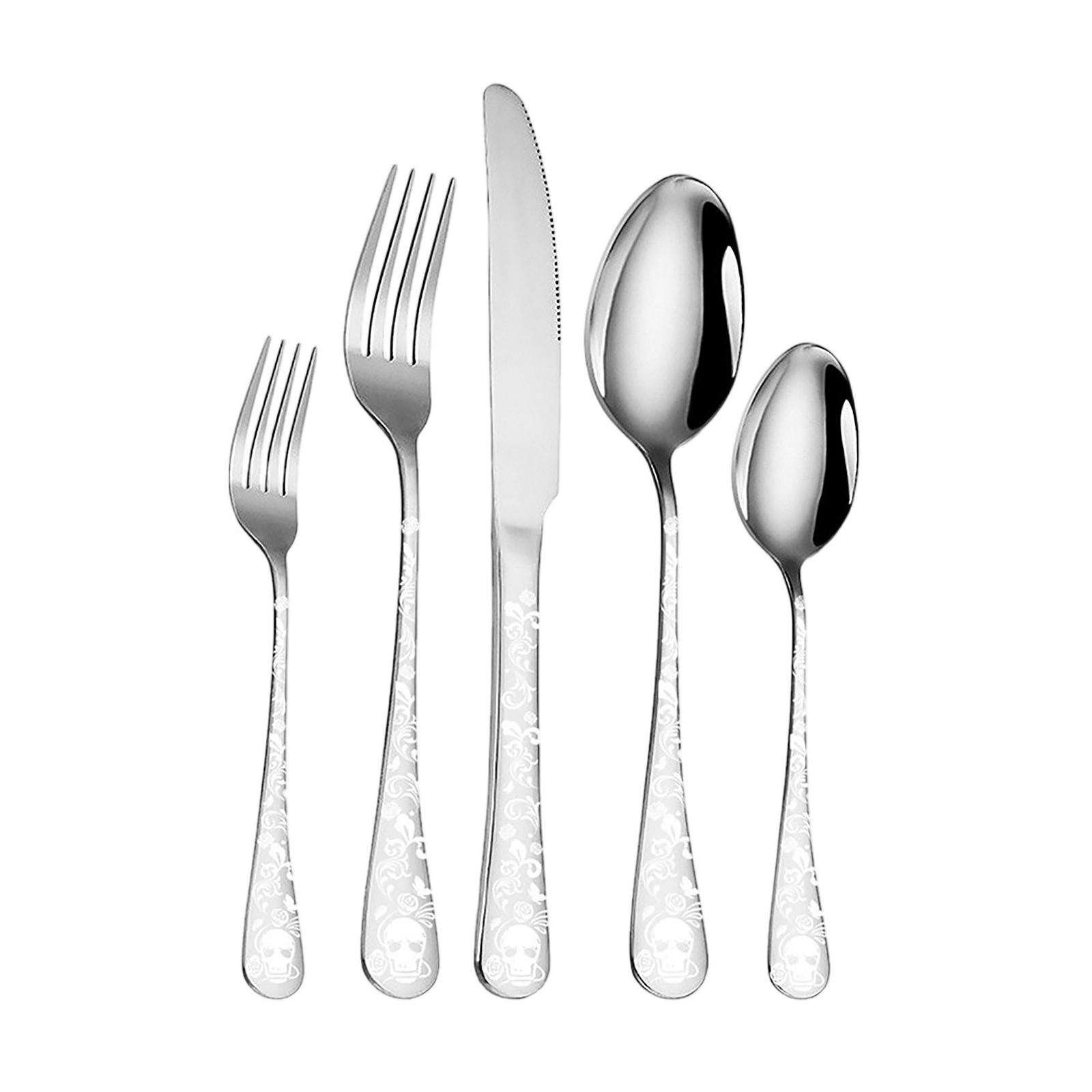 

Набор западных столовых приборов на тему Хэллоуина – Резной комбо-набор нож, вилка, ложка для вечеринки, украшения стола дома или в ресторане One Size серебряный