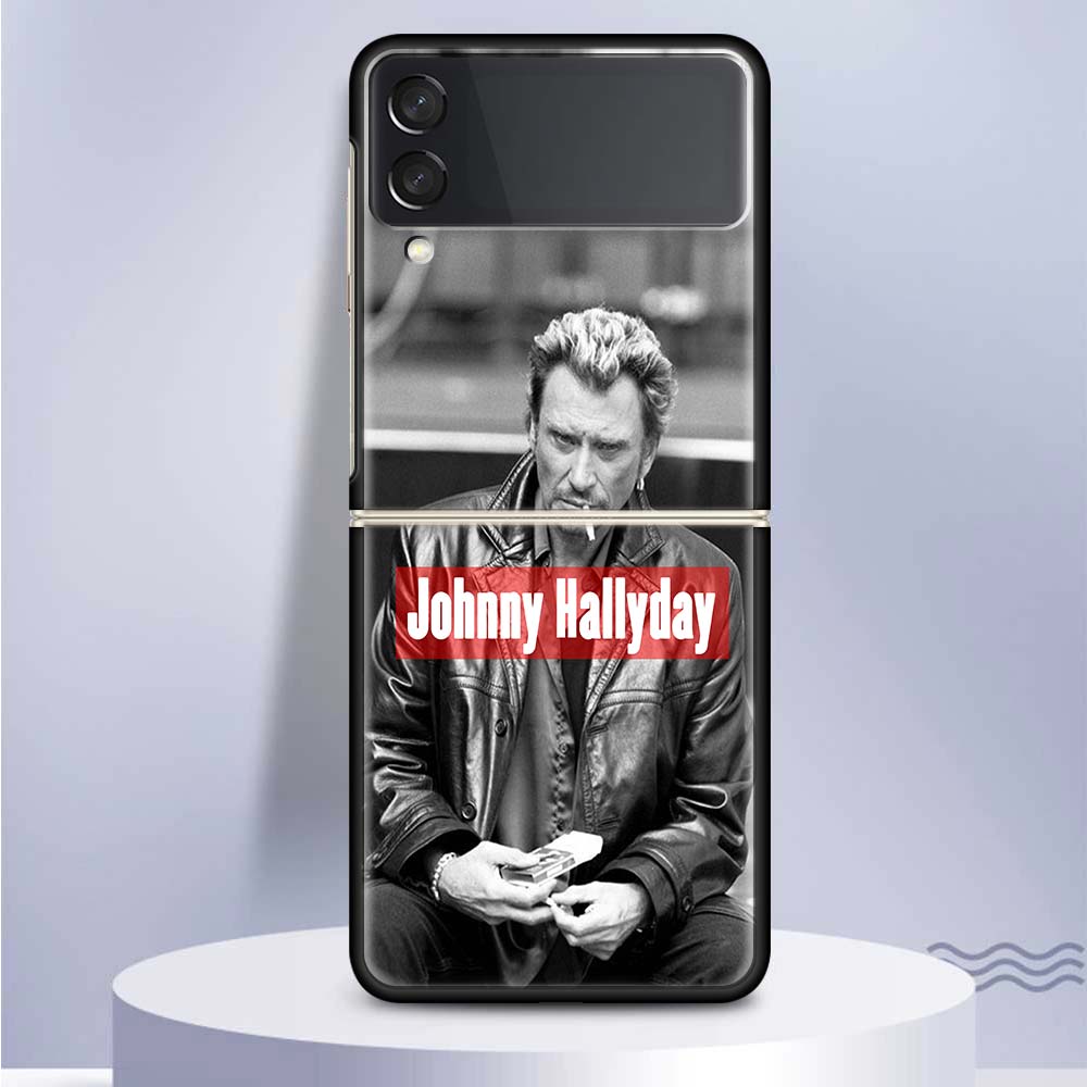 Johnny Hallyday Music Coque Phone Case For Samsung Galaxy Z Flip 6 5 4 3 5G Black Hard Cover ZFlip6 ZFlip5 ZFlip4 ZFlip3 Fundas