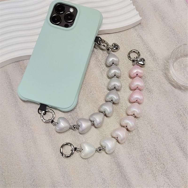 Stylish Heart Double Bead Chain Keychain With Sturdy Alloy Acrylic Designs for Women Fashion Accessories Gift Ideas