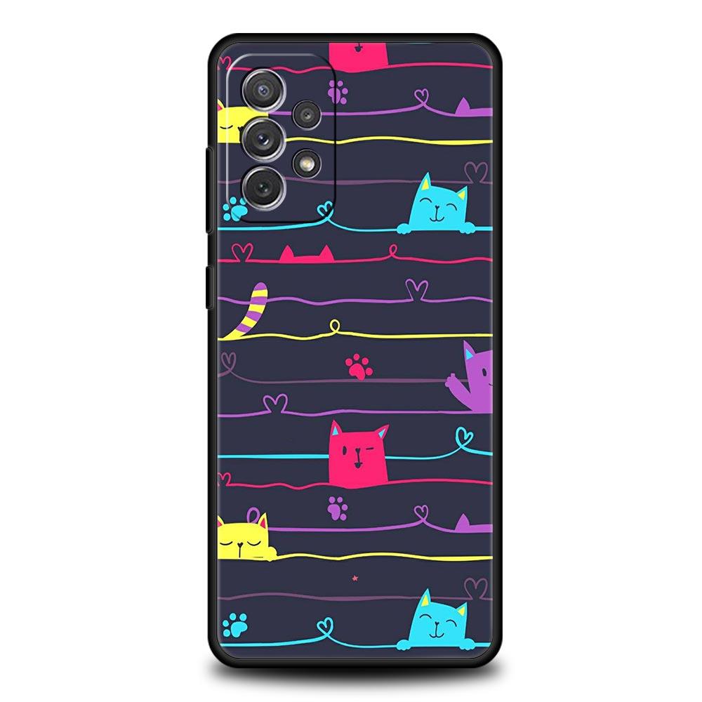 Abstract Creative Cat Line Phone Case for Samsung Galaxy A55 A35 A17 A07 A15 A13 A25 A51 A71 A72 A73 A32 A52 A52S A41 Soft TPU