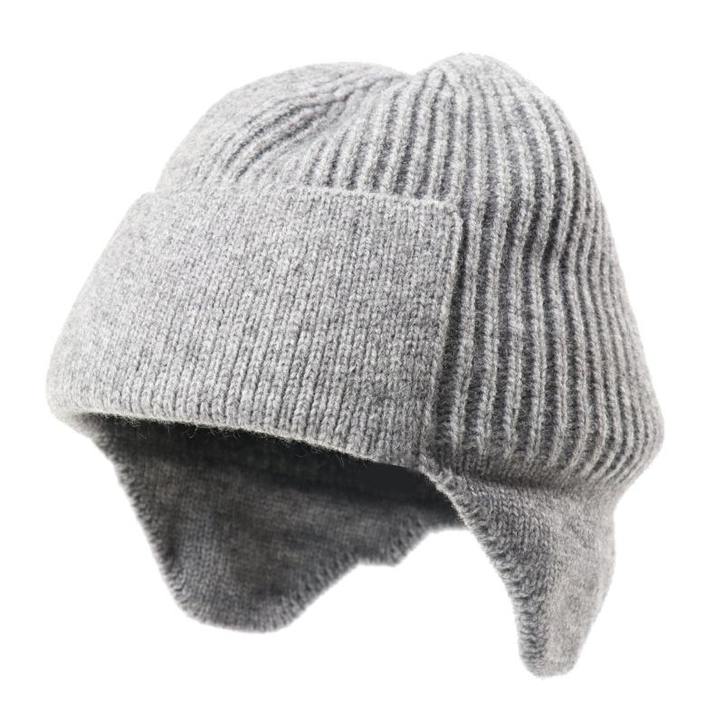 Knit Brimless With Solid Color Earflaps Design Soft Acrylic Winter Pullover Hat For Unisex Adults Teens Daily Cycling Wear
