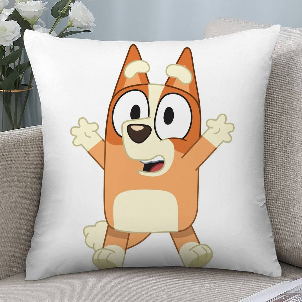 Cute Cartoon B-BlueyES Pillow Case Short Plush Double-sided Print Square Throw Pillow Covers Sofa Home Cushion Decor