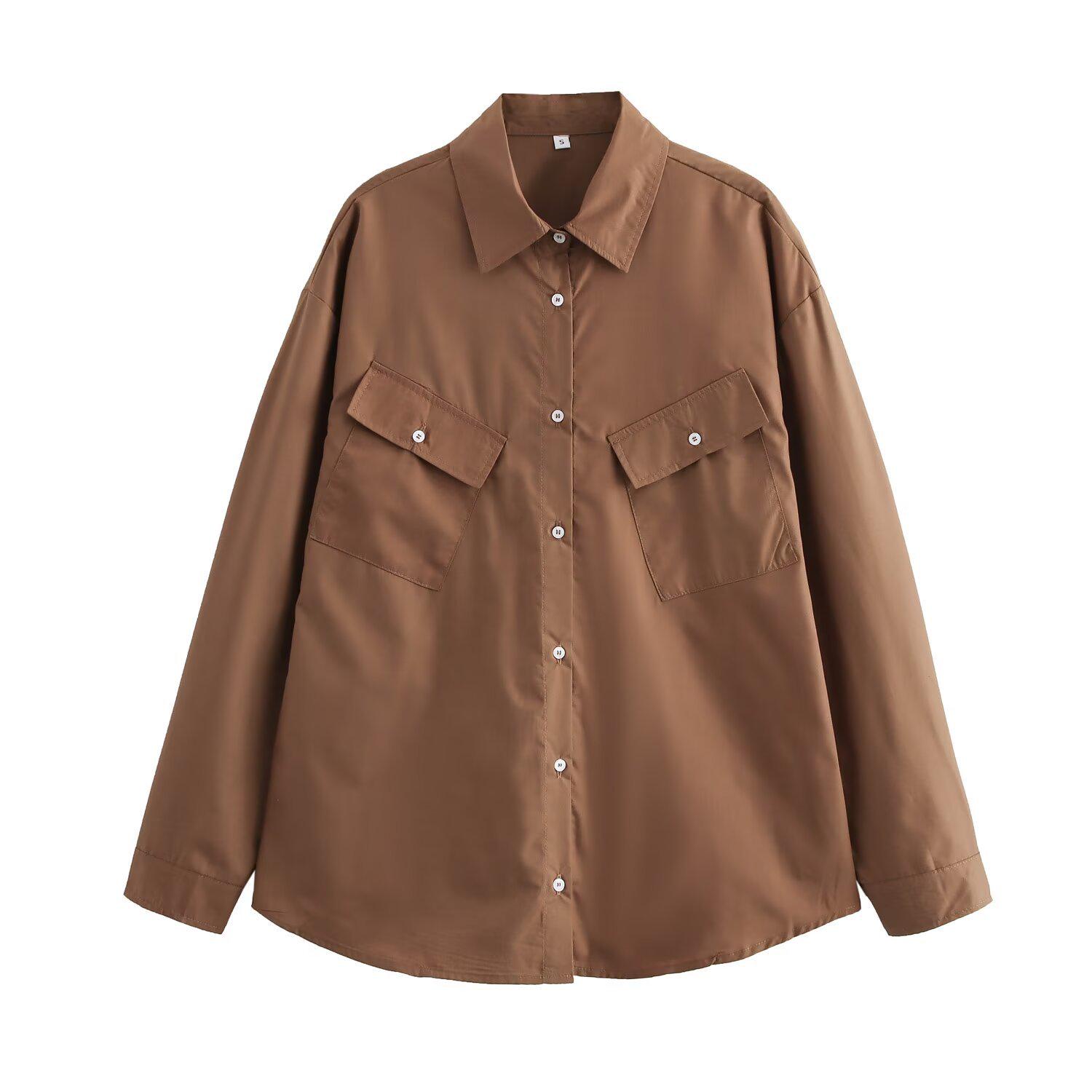

Women s Fashion Pocket Irregular Long-Sleeve Shirt, 2024 Autumn/Winter Collection Small