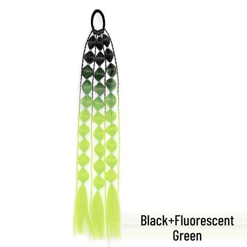 European Style Gradient Lantern Bubble Ponytail: Fashionable Women's Long Hand-woven Braid