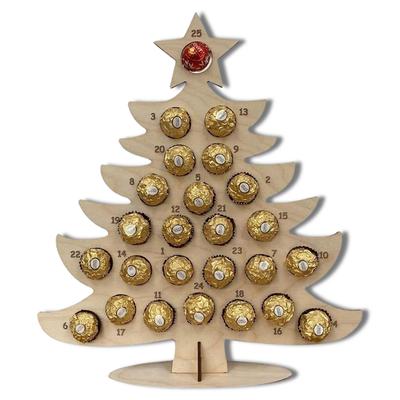 Wooden Christmas Frame Advent Calendar Empty DIY Refillable Unfinished Chocolate Rack Ornament Miniature Gift