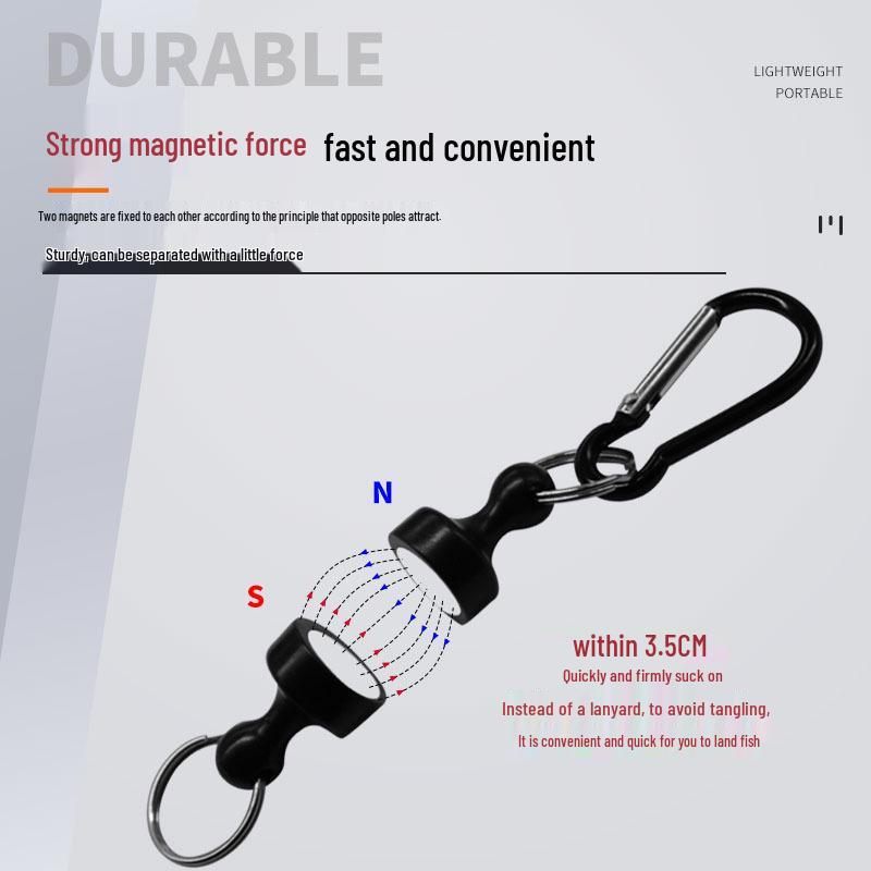 Magnetic Carabiner with Retractable Anti-lost Rope for Outdoor Fishing and Climbing