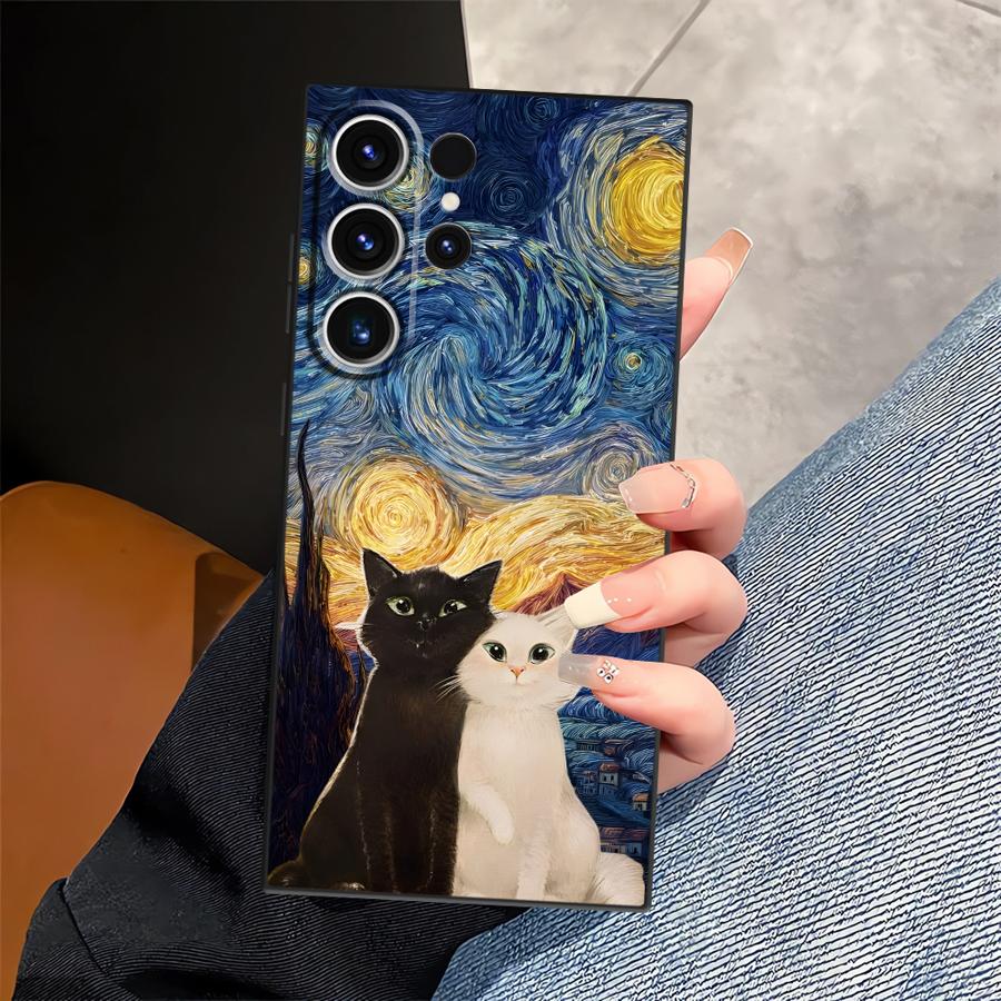 Funda Phone Cover Case for Samsung Galaxy S26 Ultra S23 S20 Ultra S10 S9 S25 Plus S24 Note 20 8 9 10 S21 FE Cartoon Cute Cat