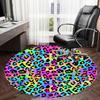 1pc Colorful Leopard Pattern Round carpet, Made of Polyester,Perfect for Decorating Office Chairs, Living Rooms fplt041