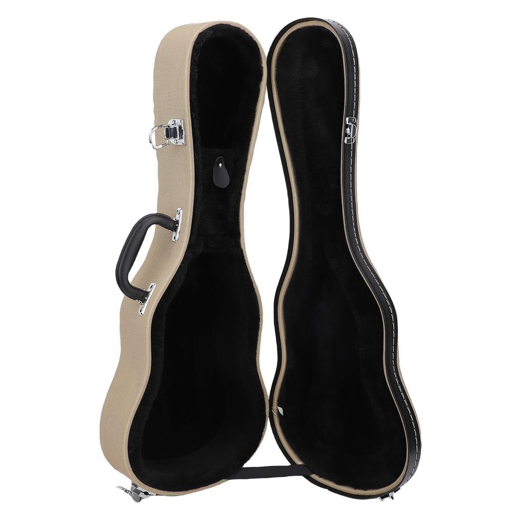 Ukulele Hard Box 23in Protective Carrying Thicken with Lock Linen for Small Guitar