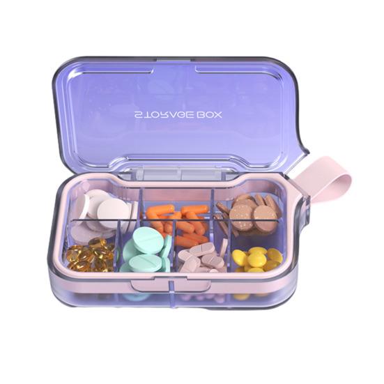 Pill Box Easy to Carry Pills Organizer with Handles And Leak-Proof Compartments Holder for Travel Gym Work