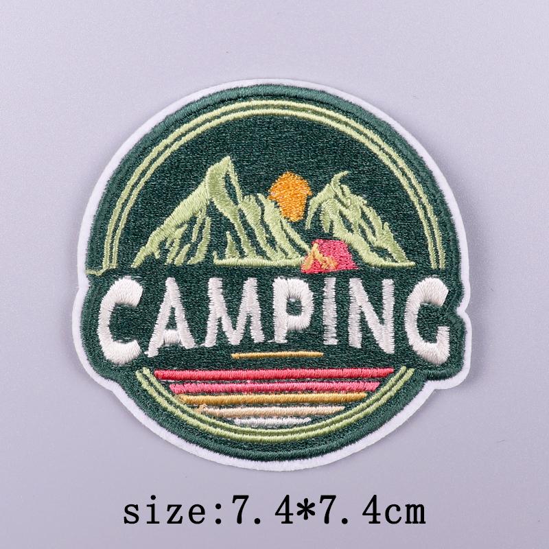 Wilderness Patch Iron On Patches For Clothing Outdoor Embroidered Patches On Clothes Camping Embroidery Patch Hook Loop Stickers