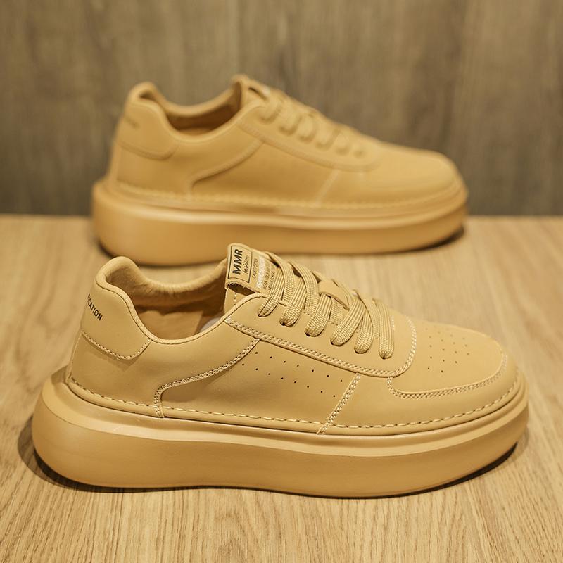 Autumn Feeling White Board Shoes Casual Leather Shoes Sports Thick Sole Increase