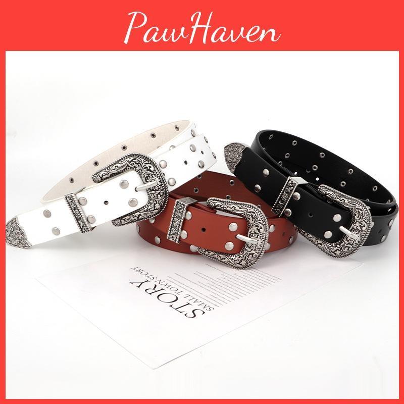 Rock Vintage Women Decorative Jeans Belt Edgy Waistband Metal Adjustable Accents