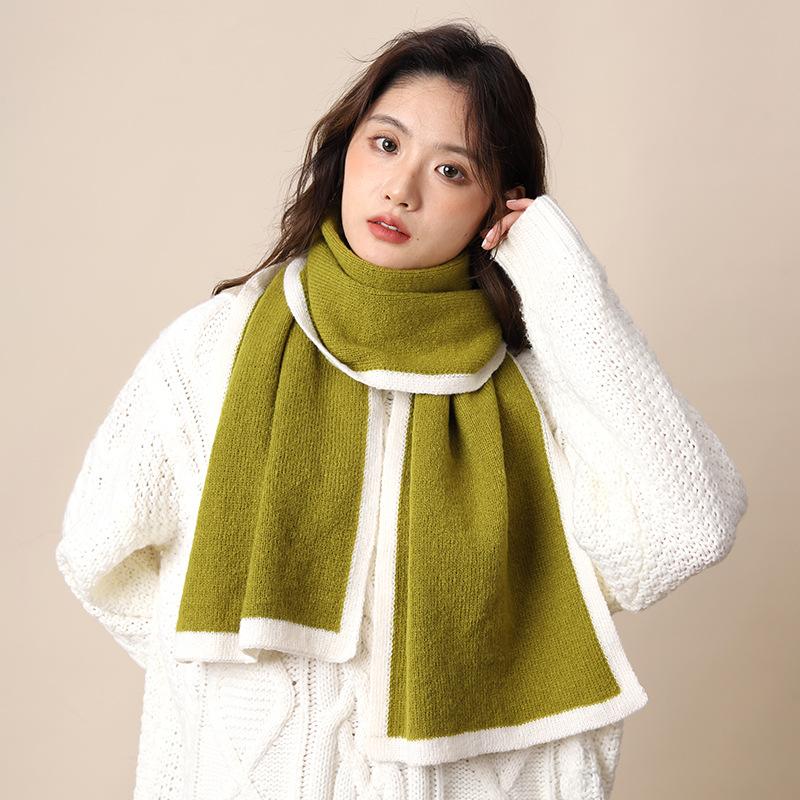 New Red Birthday Christmas Gift for Girls Scarf for Girls Winter Thickened Warm High-end Solid Color Student Scarf
