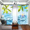 Lotus Green Lotus Flower Printed Curtain for Bedroom Living Room Floor-to-ceiling Window Kitchen Shutters Grommet Top Cortinas