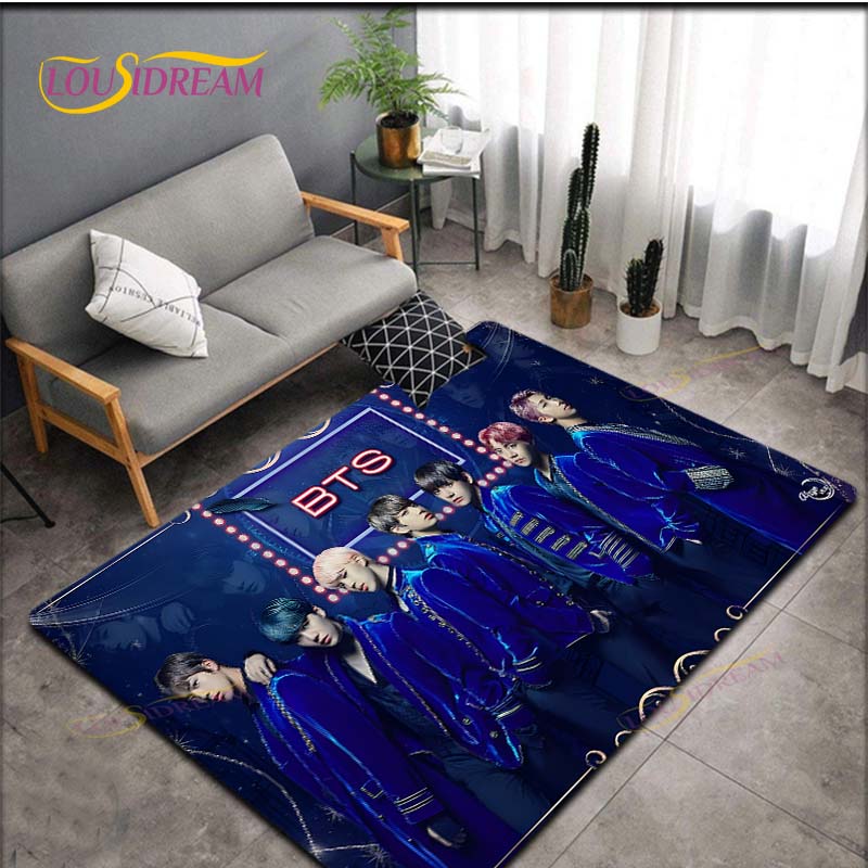 Alfombra de Área Más Nueva de Kpop Bangtan Boys BTS Alfombrilla de Piso para Juegos Infantiles Alfombra Decorativa Más Nueva con Patrón 3D para Sala de Estar