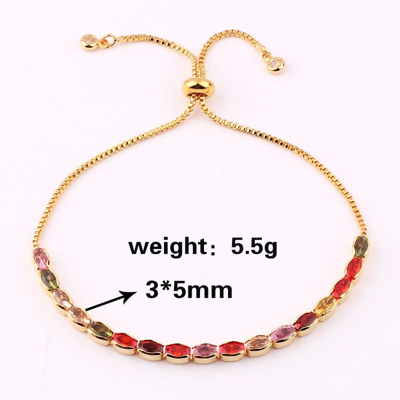 18K Gold Plated baguette Cubic Zirconia Bracelet For Women Men Luxury Jewelry Rainbow CZ Tennis Gorgeous Trendy Bangle Girl Gift