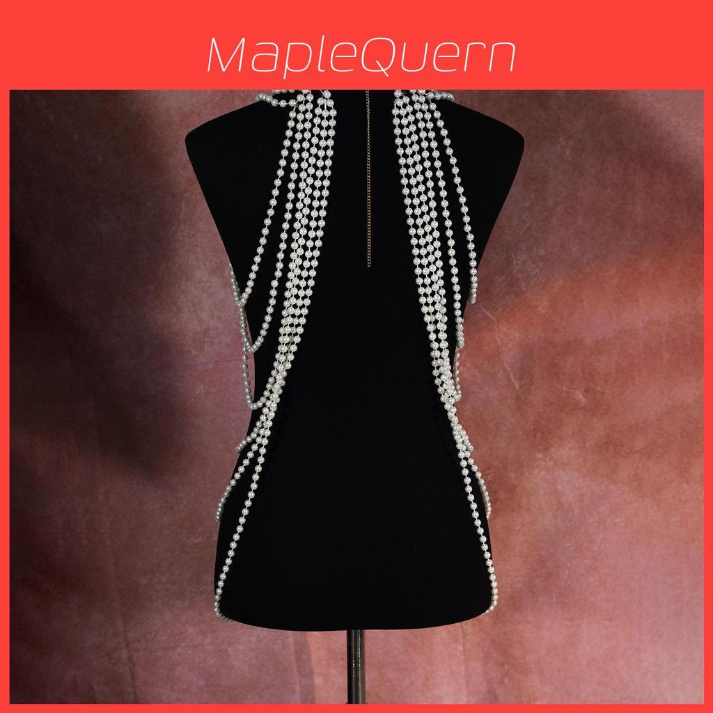 Classic Pearl Multilayer Body Chain With Heart Pendant For Elegant Party Wear