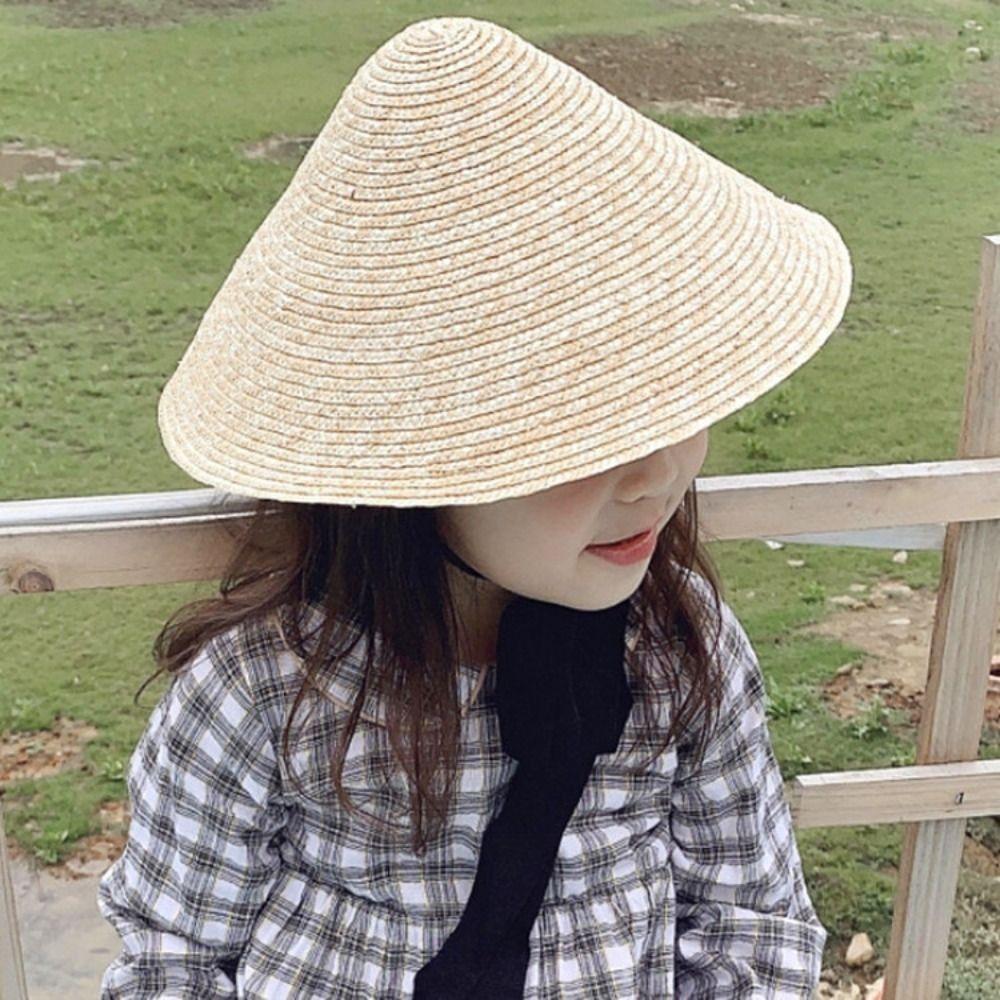 Korean Kids Sun Hat Big Brim Straw Visor Cap for Children Girls Straw Hat  Seaside Vacation