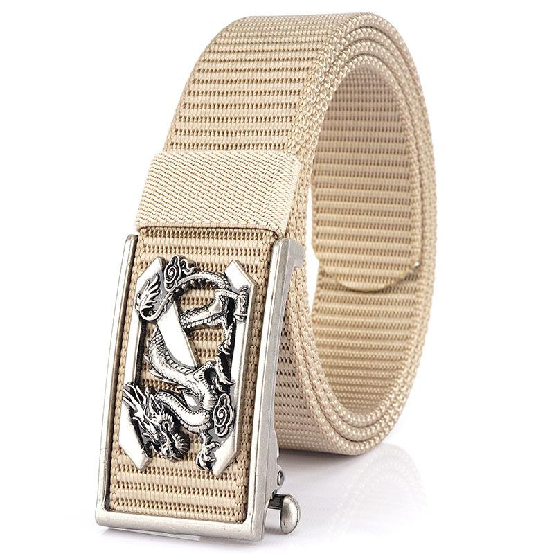 New Men'S Commuting Belt With Automatic Buckle Nylon Waistband, Outdoor Leisure Versatile Double-Layer Thick Belt