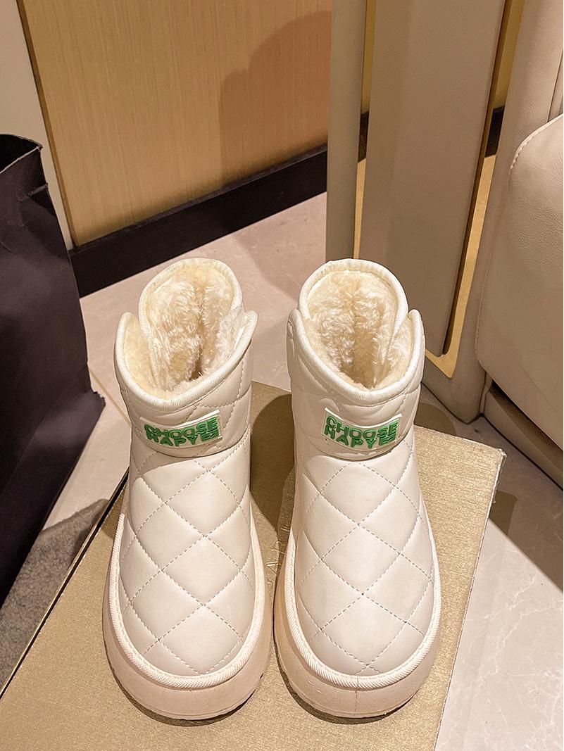 

Женские плюшевые зимние ботинки 2024 года — толстые, водонепроницаемые, нескользящие, устойчивые к холоду, теплые ботинки для хлеба 38 грязно-белый