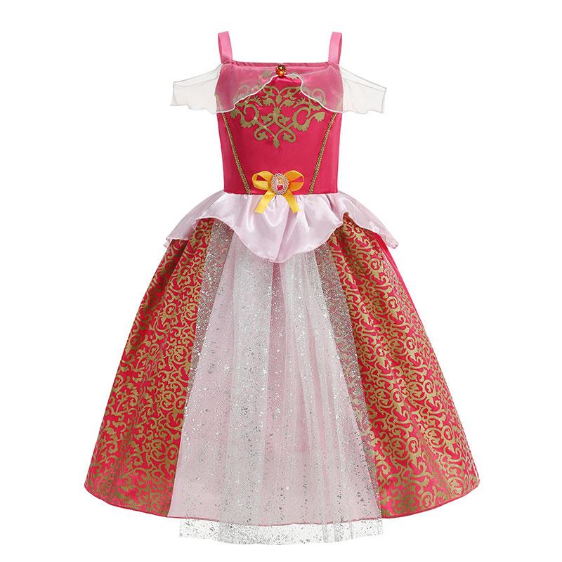 Girls Princess Costume Children Halloween Cosplay Vestidos Birthday Party Carnival DressUp Rapunzel Belle Aurora Disguise