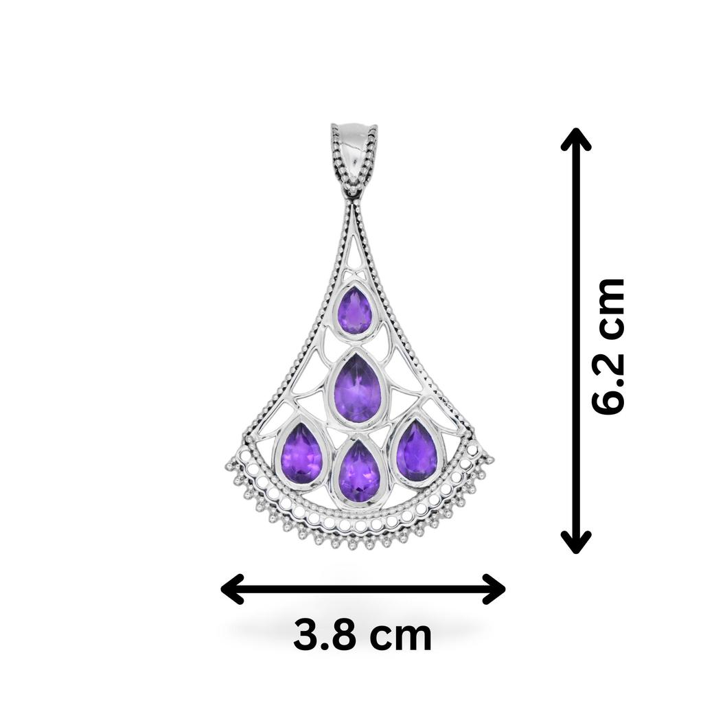 Amethyst pendant for women, zivori 925 silver jewelry, purple gemstone pendant, gift for mom