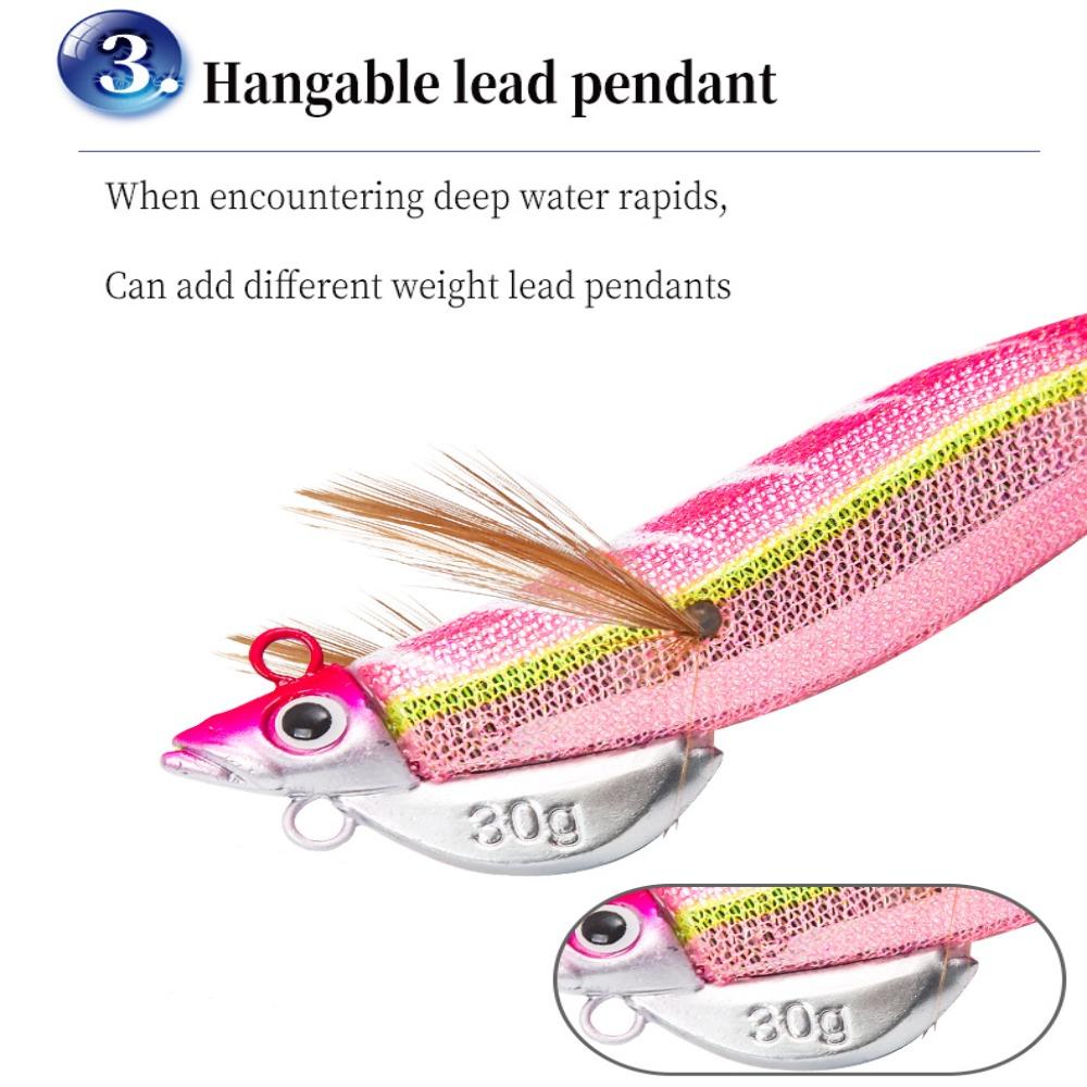 2023 Simulation Lifelike Jigs Fishing Tackle Wood Shrimp Lures Octopus Bait Weave Squid Hook