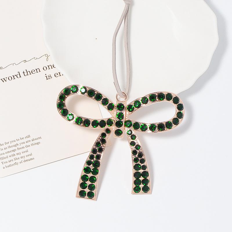 Christmas Ornament Bow Crystal Pendant Rhinestone Zinc Alloy Metal Birthday Gift Best-Selling Small Gift Standard