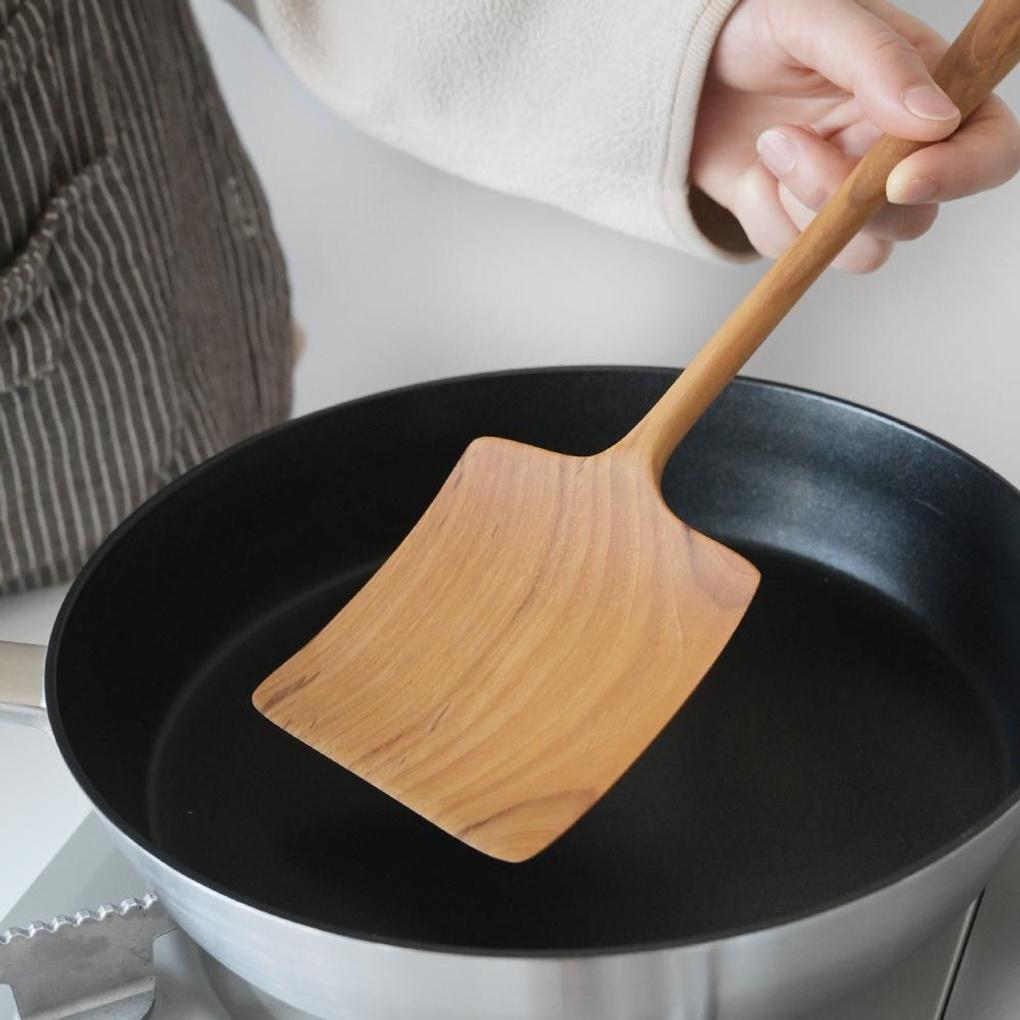 Handmade teak wood kitchen utensil turner