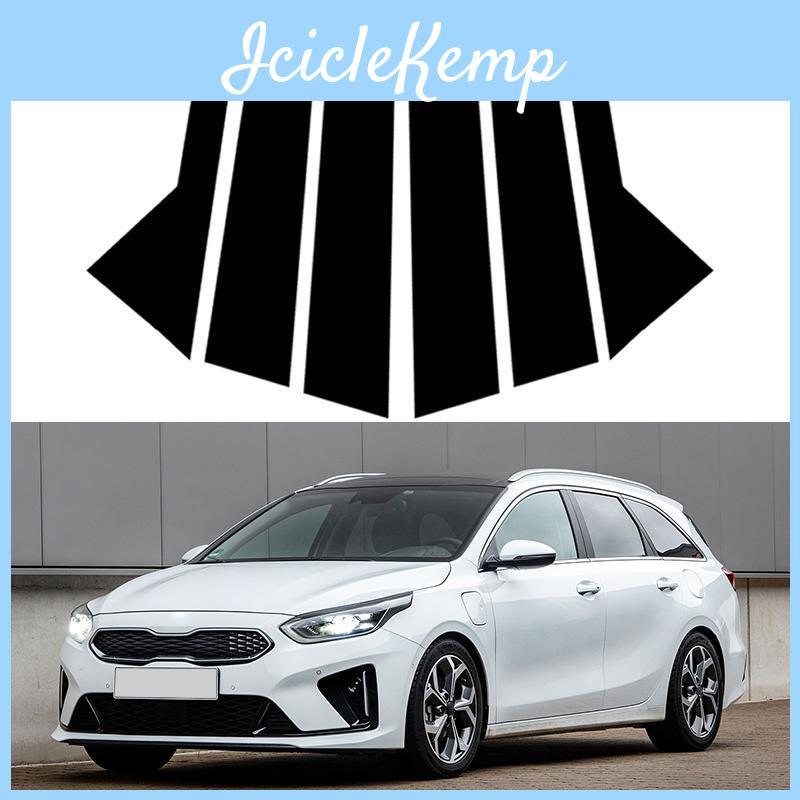 Column Car 6pcsset Door Window B C Pillar Post Trim Cover Glossy Black Pc Stickers Accessories Fit For Kia Ceed Wagon 20192024