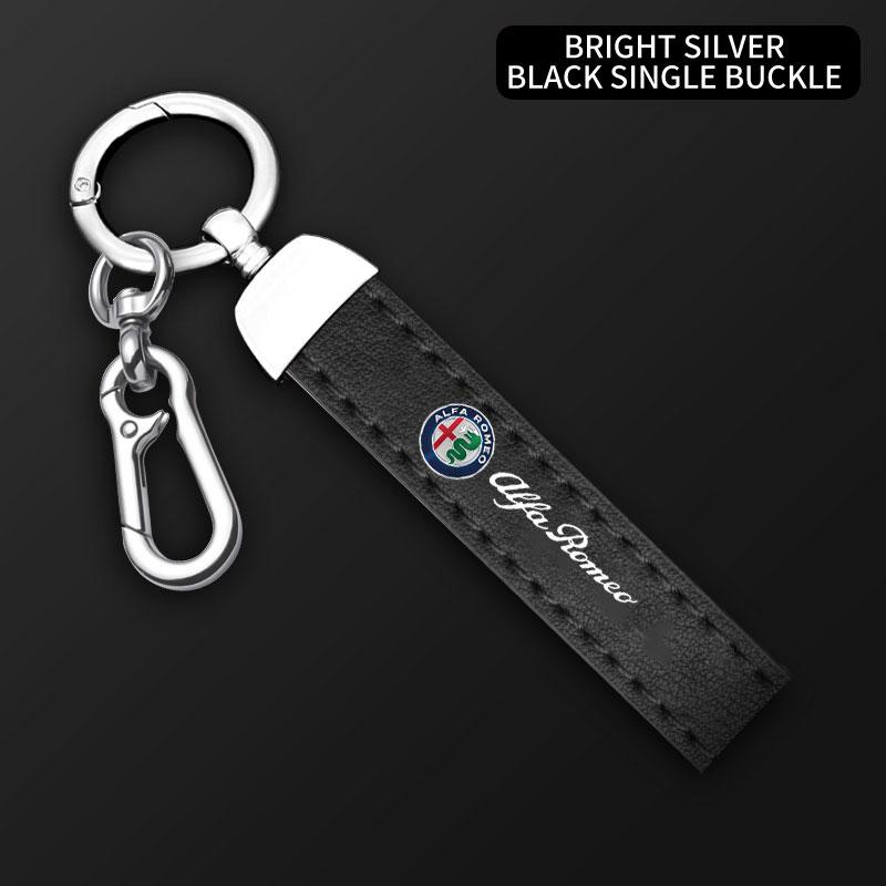 

Car Key Chain Luxury Genuine Leather Pure Color Buckle Key Ring For Alfa Romeo giulietta 159 mito giulia stelvio 147 Accessories