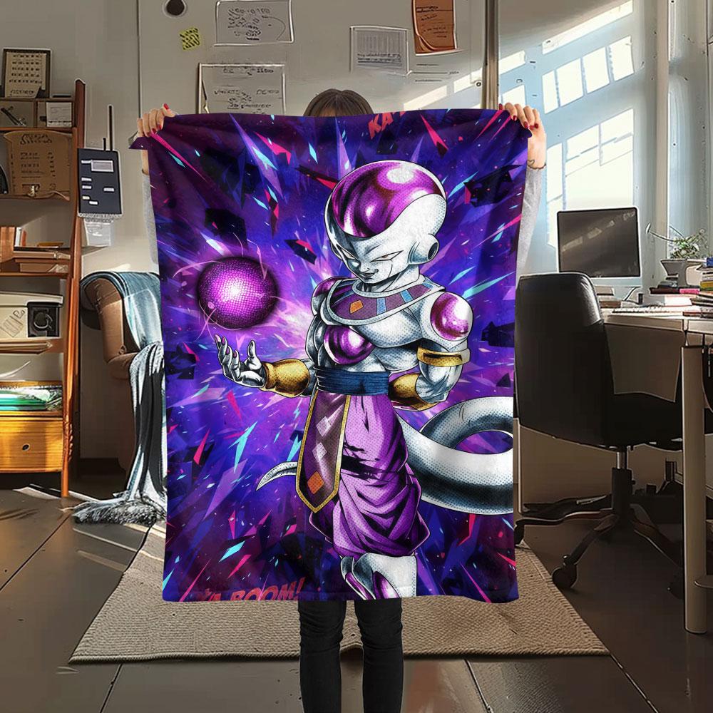 1Pc Dragon Ball Couples Print Flannel Blanket, High quality Comfortable for All Seasons, Home Decor, Warmth and Comfort, Perfect for Christmas Gifts