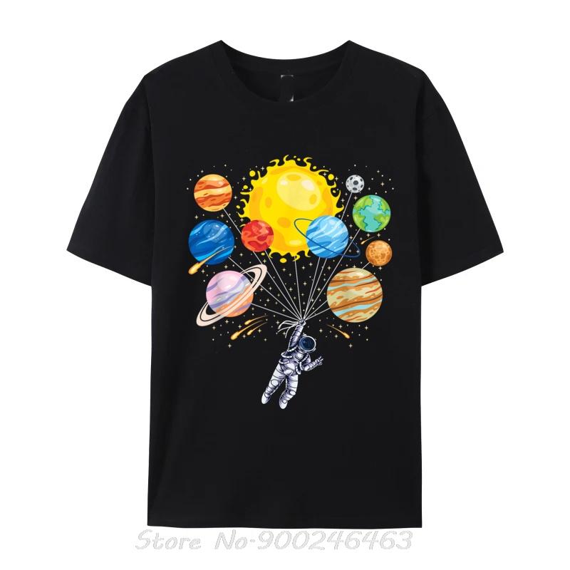 Funny Astronaut Space Balloon Planet Science Solar System Summer Cotton Fabric Unisex TShirts Unisex cotton T shirt Oversized Tees