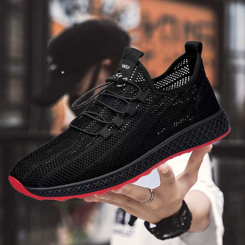 

Men s Black Breathable Casual Sneakers - Non-slip & Shock-absorbing Running Shoes for Summer 2025 Students Size 44 Standard