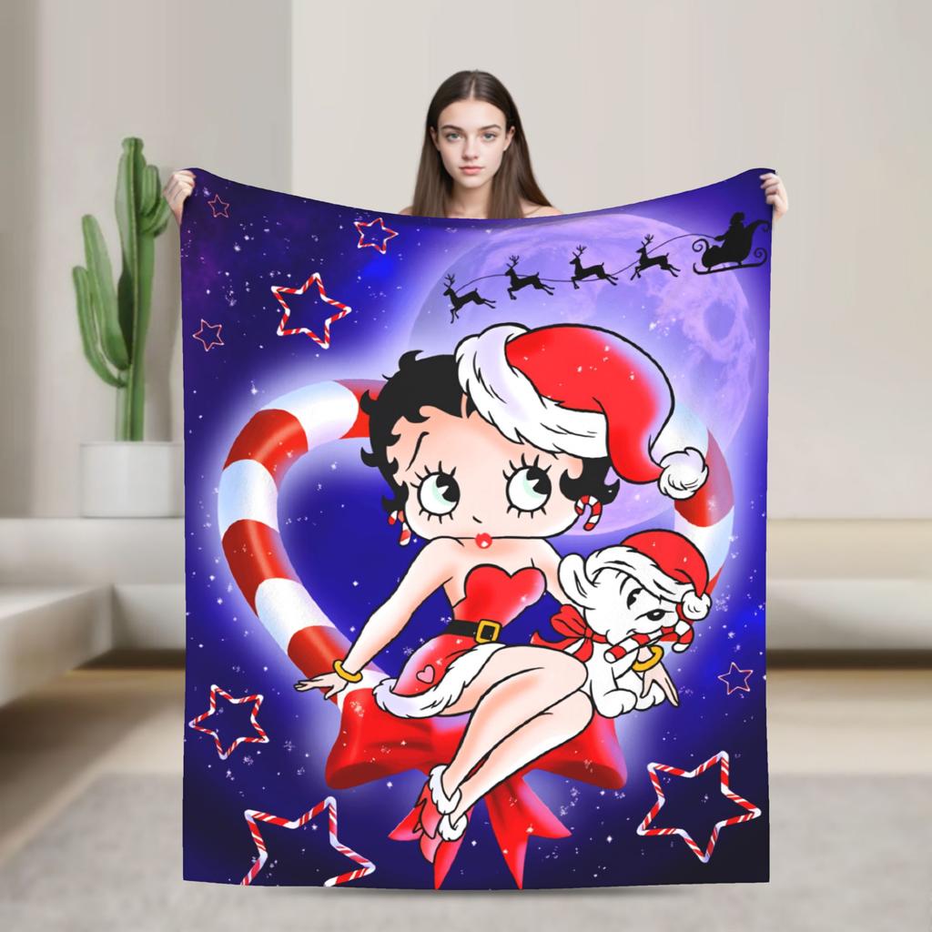 Warm Blanket Airplane Travel B-Bettys Boops Bedding Throws  Flannel Bedspread For Home Decor Graphic Sofa Bed Cover