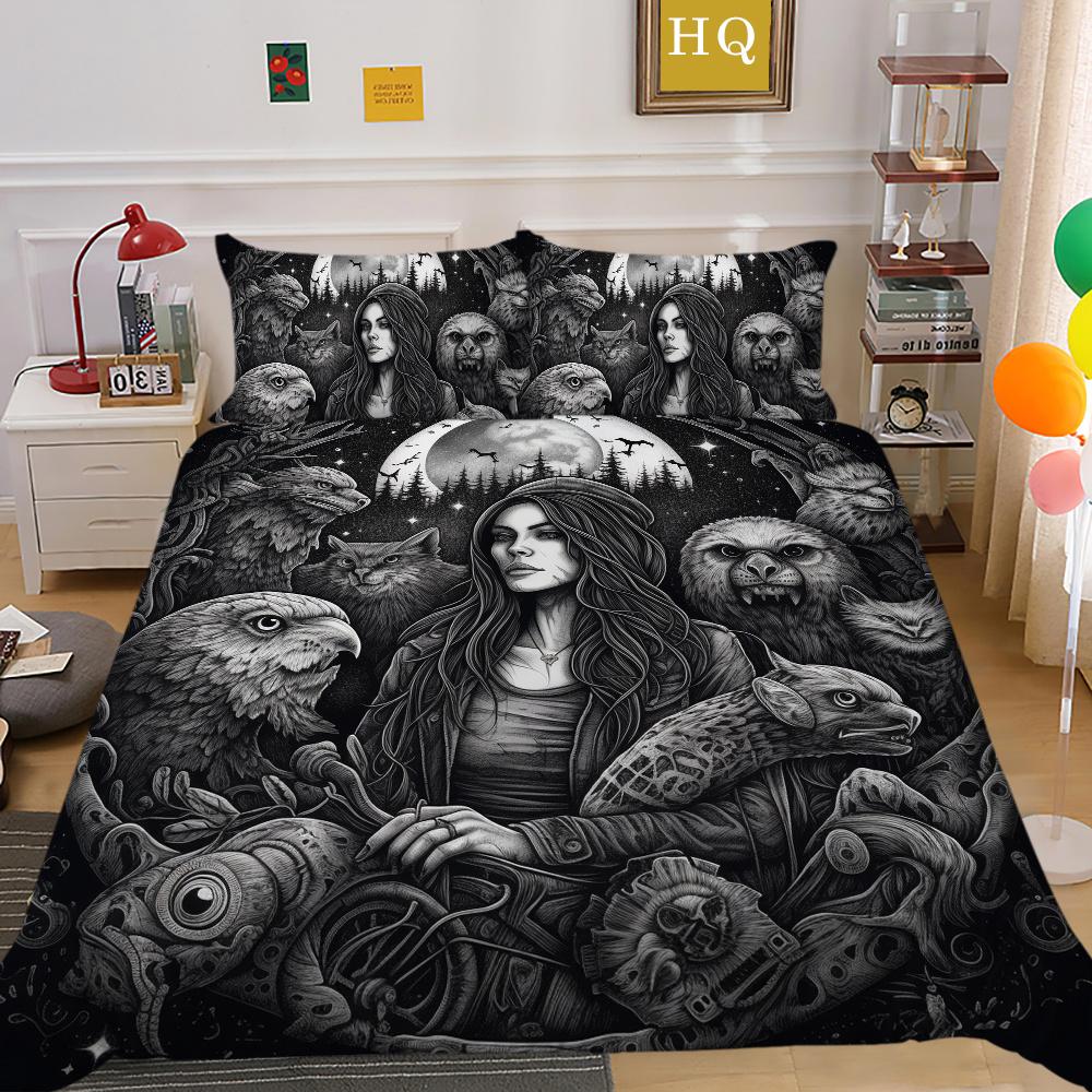 Duvet Cover Set Beauty Skull Printed Full Size Microfiber Bedspreads High Quality Luxury Bedding Cover