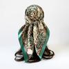 Vintage-print Silk Scarf, 90×90cm, Faux Silk Headscarf, Glossy Satin Headscarf, Head-wrapping Scarf