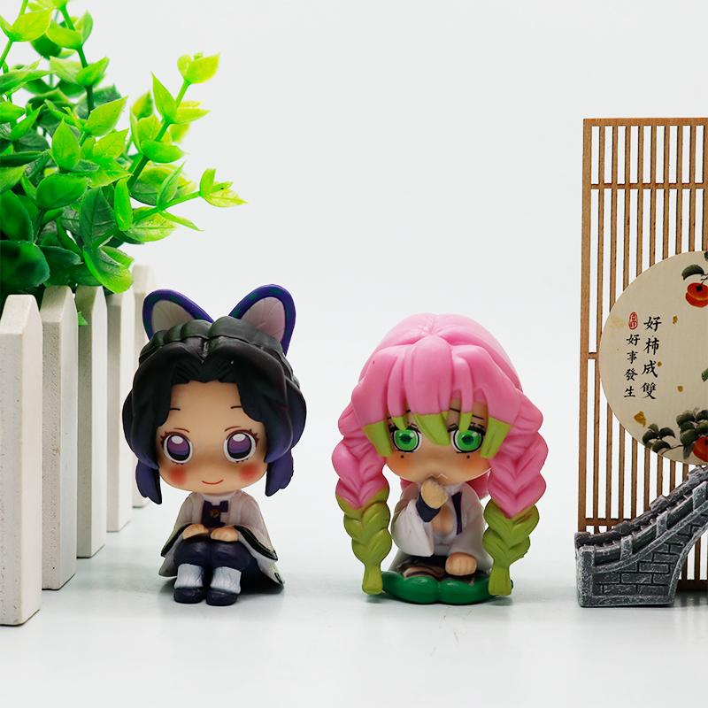10 Style/Set Q Version Demon Slayer Sitting Ghost Doll Tanjiro Nidouzi Inosuke Zenizu Figure Action Figure Movie Model Toys Doll