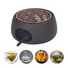 Teapot Warmer Base Ceramic Candle Heater Tea Coffee Milk Light Warmer with Purple Iron Pad for Home Black
