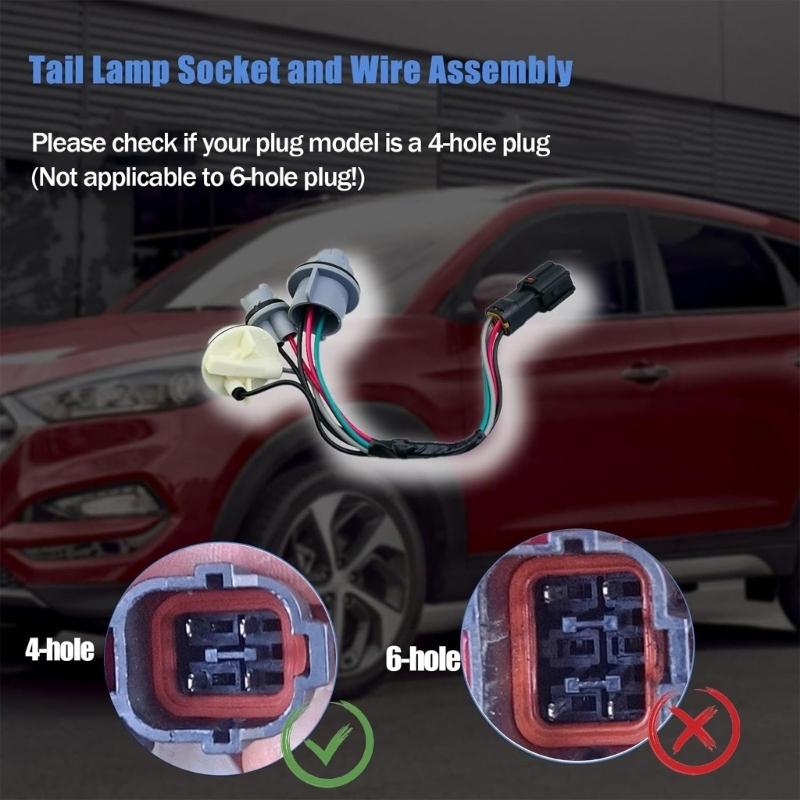 H3CE 92480-D3010 92480D3010 for 2016-2018 Tail Light Lamp Socket Harness Taillight Socket Wiring Replacement Accessory