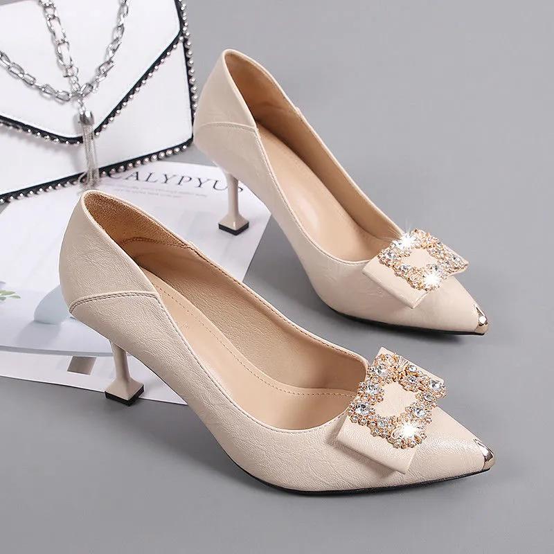 zapatos de mujer sapatos femininas women cute light weight beige slip on stiletto heel shoes lady sexy party comfort pumps ga19