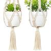 2Pcs Beautiful Fine Texture Plant Hanger Good Woven Handmade Cotton Flowerpot Hanger for Home