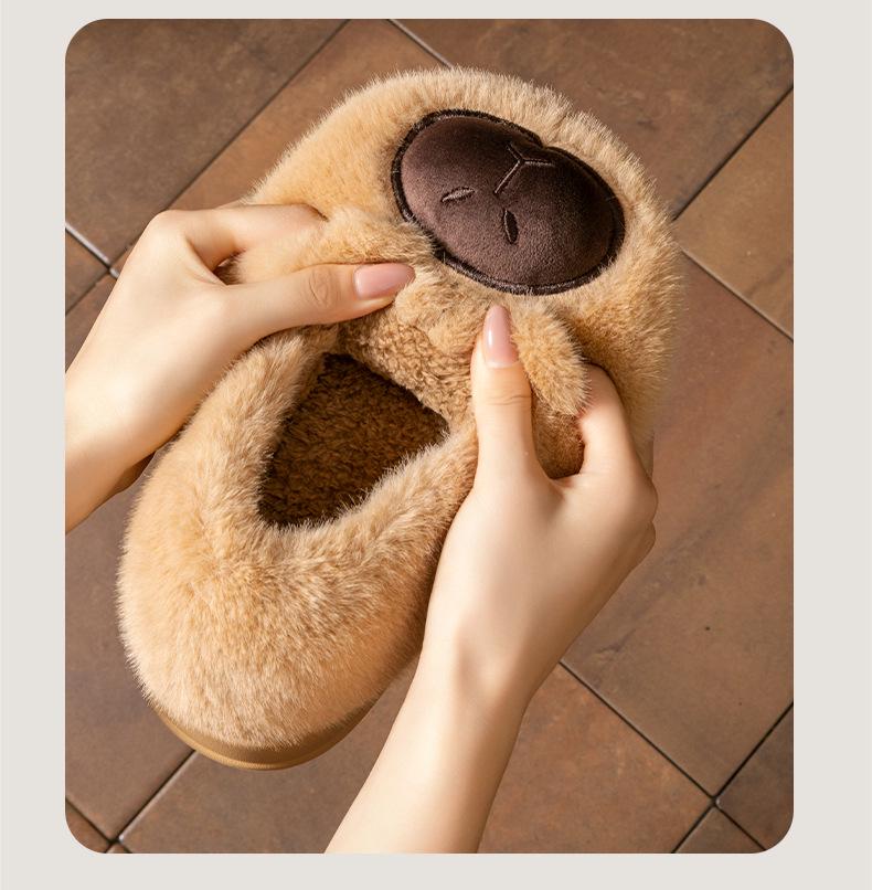 Kids' Cartoon Cotton Slippers – Cozy, Fleece-Lined, Thick Sole Fur Slippers for Boys. Perfect for Autumn & Winter Indoor Comfort.