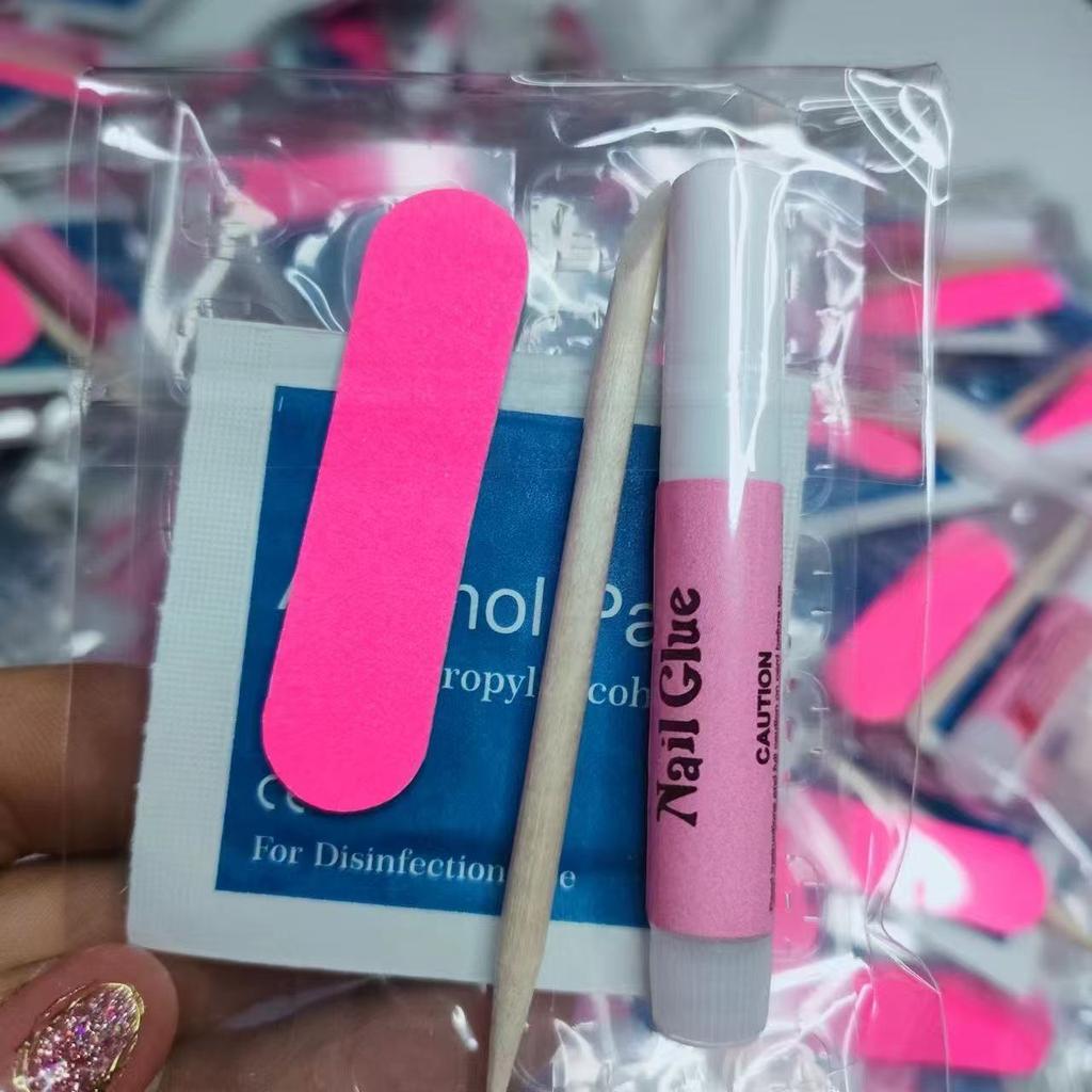 Wear Nail Art Five-piece Kit Glue Jelly Glue Alcohol Wipe Orange Wooden Stick Nail Art Glue