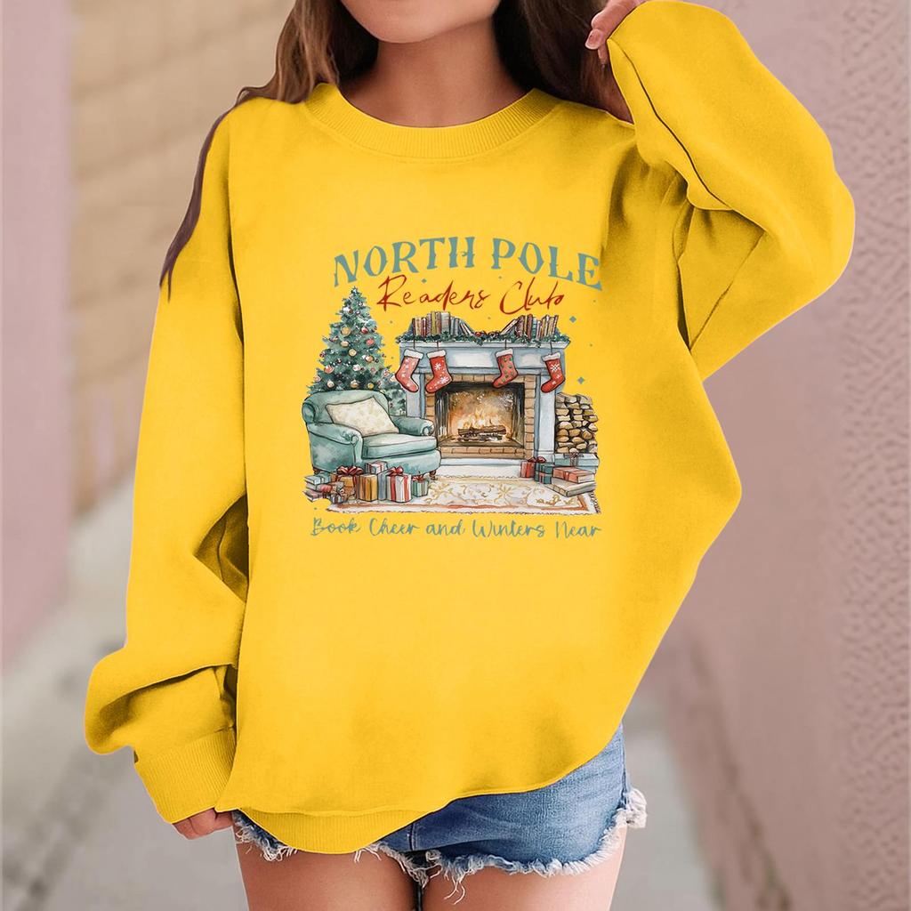 Children's Fashionable Casual Long-sleeved Loose Christmas Print Pullover Sweatshirt