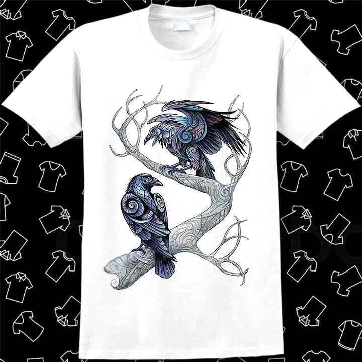 Hugin And Munin Ravens Norse Mythology Viking God Odin Raven T Shirt 1069 XS